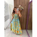 Vestido Longo Estampado Azul Mari 
