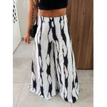 Calça Pantalona Cetim Estampada 