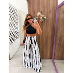 Calça Pantalona Cetim Estampada 