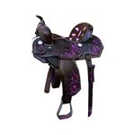 SELA FORMA PROTEC HORSE COURO CAFE- BORDADO ROXO/ ASSENTO CHOCOLATE E ROXO/ABA RECORTADA