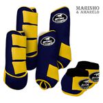 Kit Completo #BiColor Marinho Com Velcro&Viés Colorido| Boleteira Dianteira Traseira e Cloche - Boots Horse