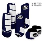 Kit Completo #BiColor Marinho Com Velcro&Viés Colorido| Boleteira Dianteira Traseira e Cloche - Boots Horse