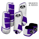 Kit Completo #BiColor Branco Com Velcro&Viés Colorido| Boleteira Dianteira Traseira e Cloche - Boots Horse