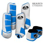 Kit Completo #BiColor Branco Com Velcro&Viés Colorido| Boleteira Dianteira Traseira e Cloche - Boots Horse