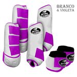 Kit Completo #BiColor Branco Com Velcro&Viés Colorido| Boleteira Dianteira Traseira e Cloche - Boots Horse