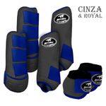 Kit Completo #BiColor Cinza Com Velcro&Viés Colorido| Boleteira Dianteira Traseira e Cloche - Boots Horse