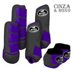 Kit Completo #BiColor Cinza Com Velcro&Viés Colorido| Boleteira Dianteira Traseira e Cloche - Boots Horse