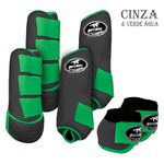 Kit Completo #BiColor Cinza Com Velcro&Viés Colorido| Boleteira Dianteira Traseira e Cloche - Boots Horse