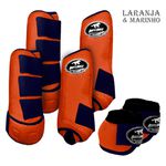 Kit Completo #BiColor Laranja Com Velcro&Viés Colorido| Boleteira Dianteira Traseira e Cloche - Boots Horse