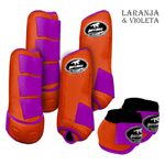 Kit Completo #BiColor Laranja Com Velcro&Viés Colorido| Boleteira Dianteira Traseira e Cloche - Boots Horse