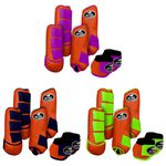 Kit Completo #BiColor Laranja Com Velcro&Viés Colorido| Boleteira Dianteira Traseira e Cloche - Boots Horse