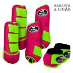 Kit Completo #BiColor Magenta Com Velcro&Viés Colorido| Boleteira Dianteira Traseira e Cloche - Boots Horse