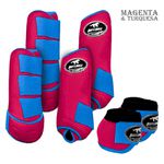 Kit Completo #BiColor Magenta Com Velcro&Viés Colorido| Boleteira Dianteira Traseira e Cloche - Boots Horse
