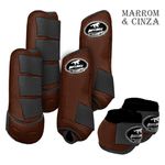 Kit Completo #BiColor Marrom Com Velcro&Viés Colorido| Boleteira Dianteira Traseira e Cloche - Boots Horse