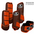 Kit Completo #BiColor Marrom Com Velcro&Viés Colorido| Boleteira Dianteira Traseira e Cloche - Boots Horse