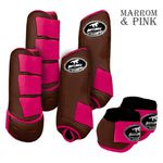 Kit Completo #BiColor Marrom Com Velcro&Viés Colorido| Boleteira Dianteira Traseira e Cloche - Boots Horse
