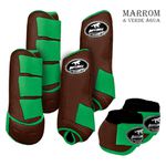Kit Completo #BiColor Marrom Com Velcro&Viés Colorido| Boleteira Dianteira Traseira e Cloche - Boots Horse