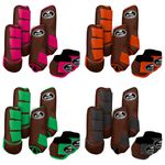 Kit Completo #BiColor Marrom Com Velcro&Viés Colorido| Boleteira Dianteira Traseira e Cloche - Boots Horse