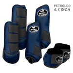 Kit Completo #BiColor Petróleo Com Velcro&Viés Colorido| Boleteira Dianteira Traseira e Cloche - Boots Horse