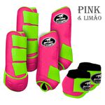 Kit Completo #BiColor Pink Com Velcro&Viés Colorido| Boleteira Dianteira Traseira e Cloche - Boots Horse