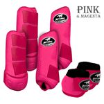 Kit Completo #BiColor Pink Com Velcro&Viés Colorido| Boleteira Dianteira Traseira e Cloche - Boots Horse