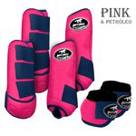Kit Completo #BiColor Pink Com Velcro&Viés Colorido| Boleteira Dianteira Traseira e Cloche - Boots Horse