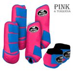 Kit Completo #BiColor Pink Com Velcro&Viés Colorido| Boleteira Dianteira Traseira e Cloche - Boots Horse