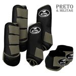 Kit Completo #BiColor Preto Com Velcro&Viés Colorido| Boleteira Dianteira Traseira e Cloche - Boots Horse