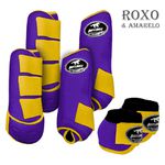 Kit Completo #BiColor Roxo Com Velcro&Viés Colorido| Boleteira Dianteira Traseira e Cloche - Boots Horse