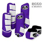 Kit Completo #BiColor Roxo Com Velcro&Viés Colorido| Boleteira Dianteira Traseira e Cloche - Boots Horse