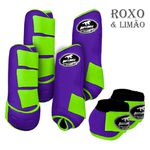Kit Completo #BiColor Roxo Com Velcro&Viés Colorido| Boleteira Dianteira Traseira e Cloche - Boots Horse