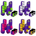 Kit Completo #BiColor Roxo Com Velcro&Viés Colorido| Boleteira Dianteira Traseira e Cloche - Boots Horse