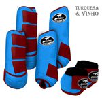 Kit Completo #BiColor Turquesa Com Velcro&Viés Colorido| Boleteira Dianteira Traseira e Cloche - Boots Horse