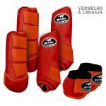 Kit Completo #BiColor Vermelho Com Velcro&Viés Colorido| Boleteira Dianteira Traseira e Cloche - Boots Horse