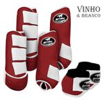 Kit Completo #BiColor Vinho Com Velcro&Viés Colorido| Boleteira Dianteira Traseira e Cloche - Boots Horse