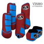 Kit Completo #BiColor Vinho Com Velcro&Viés Colorido| Boleteira Dianteira Traseira e Cloche - Boots Horse