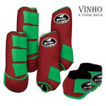 Kit Completo #BiColor Vinho Com Velcro&Viés Colorido| Boleteira Dianteira Traseira e Cloche - Boots Horse