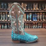 Bota Goyazes Feminina 203253 JF - Jacare Old Turquesa Manchado Tabaco