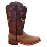 Bota Jácomo Feminina - AVESTRUZ LISO 1171 TABACO/FOSSIL BUF SELLA 