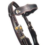 Cabeçada De Testa em Couro Café Com Margarida - Protec Horse