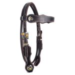Cabeçada De Testa em Couro Café Com Margarida - Protec Horse