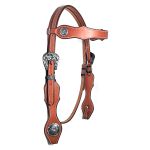 Cabeçada De Testa em Couro Marrom Com Margarida - Protec Horse