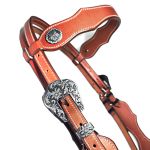 Cabeçada De Testa em Couro Marrom Com Margarida - Protec Horse