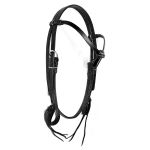Cabecada Couro Preto Testa Nó Em V Simples Com Afogador - Protec Horse