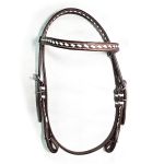 Cabeçada de Couro Testa Com Afogador Engate Rápido e 1 Fileira de Tento Branco - Protec Horse