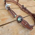 Cabecada Testa Couro Marrom Pedra Tiffany Com Afogador e Engate Rápido Cod.8515 - Protec Horse