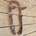 Cabecada Testa Couro Marrom Pedra Tiffany Com Afogador e Engate Rápido Cod.8515 - Protec Horse