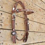 Cabecada Testa Couro Marrom Strass Rosa Com Afogador e Engate Rápido Cod.8515 - Protec Horse