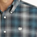 Camisa Cinch Masculina Xadrez Azul Petroleo e Branco Manga Curta - MTW1111463