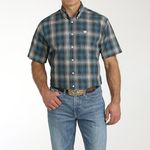 Camisa Cinch Masculina Xadrez Azul Petroleo e Branco Manga Curta - MTW1111463